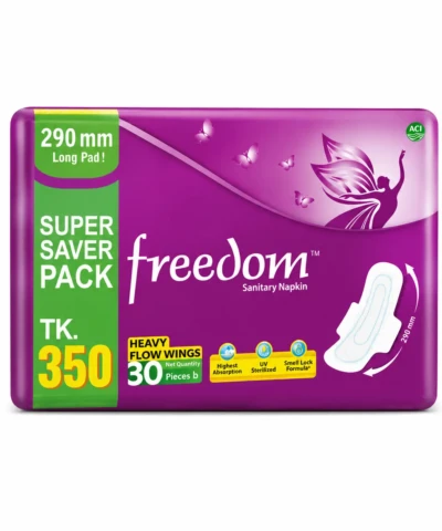 Freedom Heavy Flow Pads with Wings (Panty System) – 30 Pcs Pads